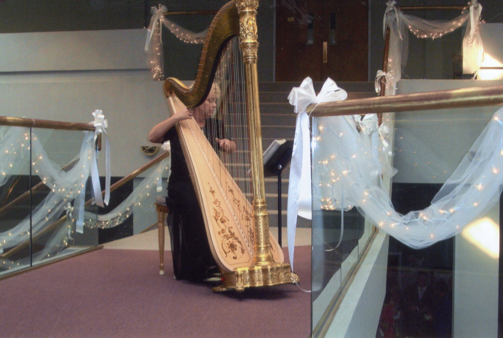 Playing Gold  23 Lyon-Healy harp Wedding at Wallace Memorial Baptist Church Knoxville, TN